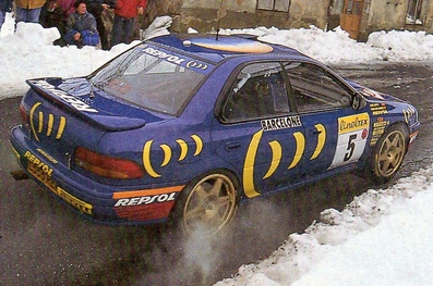 Carlos Sainz Cenamor - Luís Rodríguez Moya
63º Rallye Automobile de Monte-Carlo 1995. Subaru Impreza 555 (L 555 REP). Clasificado 1º.

Del 21 al 26 de Enero, Monte-Carlo.
Superficie: asfalto - nieve.

El Rally tenia un total de 2607.00 km de los que 546.80 km divididos en 21 tramos eran especiales.

Se inscribieron 207 equipos, tomaron la salida 204, finalizaron 83.@
Palabras clave: ;Luis_Moya;Subaru;Impreza;Montecarlo;1995