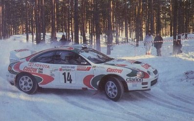 Thomas Rà¥dström - Lars Bäckman
44º Internacional Suecia Rally 1995. Toyota Celica GT-Four (ST205). Clasificado 3º.
El Rally tenia un total de 1633 km de los que 501 km divididos en 25 tramos, eran especiales.
Tomaron la salida 95 equipos, finalizaron 49.@
Palabras clave: Thomas_Radstrom;Toyota;Celica;ST205;Suecia;1995;nieve