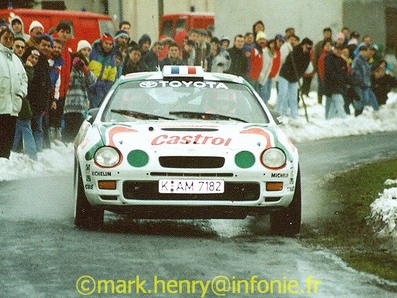 Didier Auriol - Bernard Occelli
63º Rallye Automobile de Monte-Carlo 1995. Toyota Celica GT-Four -ST205-(K-AM 7182) Abandonó por accidente en SS16 Moulinet - La Bollène Vésubie de 23.24 km quedando clasificado 93º.

Del 21 al 26 de Enero, Monte-Carlo.
Superficie: asfalto - nieve.

El Rally tenia un total de 2607.00 km de los que 546.80 km divididos en 21 tramos eran especiales.

Se inscribieron 207 equipos, tomaron la salida 204, finalizaron 83.@
Palabras clave: Didier_Auriol;ST205;Toyota;Celica;Montecarlo;1995
