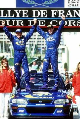 Colin McRae - Nicky Grist
41º Tour de Corse - Rallye de France 1997. Subaru Impreza S5 WRC '97 (P9 WRC). Clasificado 1º.

Del 5 al 7 de Mayo, Ajaccio, Córcega, Francia.
Superficie: asfalto.

El Rally tenia un total de 998.16 km de los que 408.02 km divididos en 18 tramos eran especiales.

Tomaron la salida 60 equipos, finalizaron 39.@
Palabras clave: ;Subaru;Impreza;WRC;Corcega;Corse;1997;Personajes
