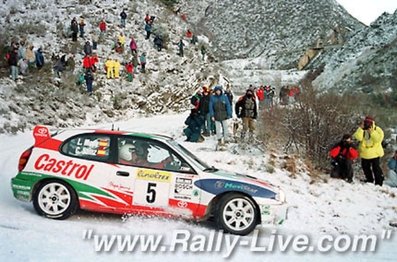 Carlos Sainz Cenamor - Luí­s Moya
66º Rallye Automobile de Monte-Carlo 1998. Toyota Corolla WRC (K-AM 307). Clasificado 1º.

Del 19 al 21 de Enero, Monte-Carlo.
Superficie: asfalto - nieve.

El Rally tenia un total de 1454.53 km de los que 359.19 km divididos en 18 tramos eran especiales.

Tomaron la salida 106 equipos, finalizaron 60.@
Palabras clave: Carlos_Sainz;Luis_Moya;Toyota;Corolla;WRC;Montecarlo;1998