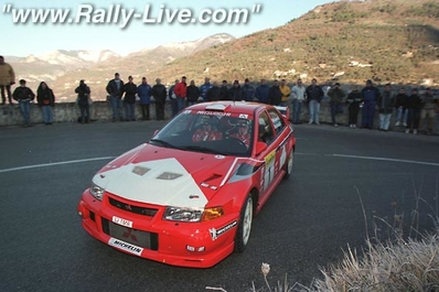 Tommi Mäkinen - Risto Mannisenmaki
67º Rallye Automobile de Monte-Carlo 1999. Mitsubishi Lancer Evo VI (S2 TMR). Clasificado 1º.

Del 17 al 20 de Enero, Monte-Carlo.
Superficie: asfalto - nieve.

El Rally tenia un total de 1613.7 km de los que 424.6 km divididos en 14 tramos eran especiales.

Tomaron la salida 86 equipos, finalizaron 46.@
Palabras clave: ;Mitsubishi_Lancer;Evo;VI;Montecarlo;1999
