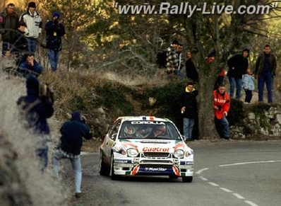 Didier Auriol - Denis Giraudet
67º Rally Automobile de Monte-Carlo 1999. Toyota Corolla WRC. (K-AM 941). Clasificado 3º.

Del 17 al 20 de Enero, Monte-Carlo.
Superficie: asfalto - nieve.

El Rally tenia un total de 1613.7 km de los que 424.6 km divididos en 14 tramos, eran especiales.

Tomaron la salida 86 equipos, finalizaron 46.@
Palabras clave: Didier_Auriol;Toyota;Corolla;WRC;Montecarlo;1999