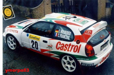Isolde Holderied - Cathy François
67º Rallye Automobile de Monte-Carlo 1999. Toyota Corolla WRC (K-AM 4070). Clasificada 13ª y 1ª en Copa de Damas.

Del 17 al 20 de Enero, Monte-Carlo.
Superficie: asfalto - nieve.

El Rally tenia un total de 1613.7 km de los que 424.6 km divididos en 14 tramos, eran especiales.

Tomaron la salida 86 equipos, finalizaron 46.@
Palabras clave: Toyota;Corolla;Montecarlo;1999;mujeres;Womens