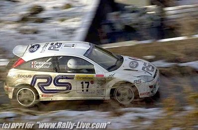 François Delecour - Daniel Grataloup
69º Rallye Automobile de Monte-Carlo 2001. Ford Focus WRC '01 (V5 FMC). Clasificado 3º.

Del 18 al 21 de Enero, Mónaco.
Superficie: asfalto - nieve.

El Rally tenia un total de 1738.81 km de los que 392.18 km divididos en 15 tramos eran especiales, (una de ellas fue cancelada SS10 Comps 2 de 20.53 Km).

Se inscribieron 60 equipos, tomaron la salida 56, finalizaron 27.@
Palabras clave: François_Delecour;Ford;Focus;WRC;Montecarlo;2001