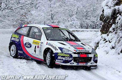 Colin McRae - Nicky Grist
69º Rallye Automobile de Monte-Carlo 2001. Ford Focus WRC 01 (V9 FMC). Abandonó por avería mecánica en SS13 Loda - Lucéram 1 de 16.55 km.

Del 18 al 21 de Enero, Mónaco.
Superficie: asfalto - nieve.

El Rally tenia un total de 1738.81 km de los que 392.18 km divididos en 15 tramos eran especiales, (una de ellas fue cancelada SS10 Comps 2 de 20.53 Km).

Se inscribieron 60 equipos, tomaron la salida 56, finalizaron 27.@
Palabras clave: Ford;Focus;WRC;Montecarlo;2001;nieve