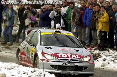 Gilles Panizzi - Hervé Panizzi
69º Rallye Automobile de Monte-Carlo 2001. Peugeot 206 WRC (206 NLL 75). Abandonó por accidente en SS3 BIF. D5/D10 - Roquesteron 2 de 22.89 km.

Del 18 al 21 de Enero, Mónaco.
Superficie: asfalto - nieve.

El Rally tenia un total de 1738.81 km de los que 392.18 km divididos en 15 tramos eran especiales, (una de ellas fue cancelada SS10 Comps 2 de 20.53 Km).

Se inscribieron 60 equipos, tomaron la salida 56, finalizaron 27.@
Palabras clave: Peugeot;WRC;Montecarlo;2001