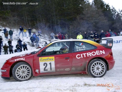 Sébastien Loeb - Daniel Elena
70º Rallye Automobile de Monte-Carlo 2002. Citröen Xsara WRC (32 CSP 92). Clasificado 2º.

Del 18 al 20 de Enero, Monaco.
Superficie: asfalto - nieve.

El Rally tenia un total de 1424.55 km km de los que 396.78 km divididos en 15 tramos eran especiales, (una de ellas fue cancelada SS2 Sisteron - Thoard 1 de 36.73 Km).

Se inscribieron 55 equipos, tomaron la salida 54, finalizaron 26.@
Palabras clave: Sebastien_Loeb;Citroen;Xsara;WRC;Montecarlo;2002;nieve