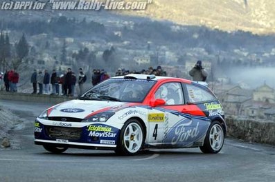 Carlos Sainz Cenamor - Luà­s Moya
70º Rallye Automobile de Monte-Carlo 2002. Ford Focus RS WRC '02 (Y6 FMC). Clasificado 3º.

Del 18 al 20 de Enero, Monaco.
Superficie: asfalto - nieve.

El Rally tenia un total de 1424.55 km km de los que 396.78 km divididos en 15 tramos eran especiales, (una de ellas fue cancelada SS2 Sisteron - Thoard 1 de 36.73 Km).

Se inscribieron 55 equipos, tomaron la salida 54, finalizaron 26.@
Palabras clave: Ford;Focus;Montecarlo;2002