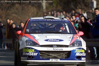 Carlos Sainz Cenamor - Luis Moya
70º Rallye Automobile de Monte-Carlo 2002. Ford Focus RS WRC '02 (Y6 FMC). Clasificado 3º.

Del 18 al 20 de Enero, Monaco.
Superficie: asfalto - nieve.

El Rally tenia un total de 1424.55 km km de los que 396.78 km divididos en 15 tramos eran especiales, (una de ellas fue cancelada SS2 Sisteron - Thoard 1 de 36.73 Km).

Se inscribieron 55 equipos, tomaron la salida 54, finalizaron 26.@
Palabras clave: Ford;Focus;Montecarlo;2002