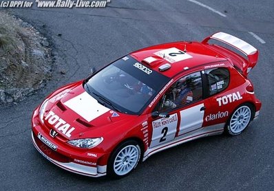 Richard Burns - Robert Reid
71º Rallye Automobile de Monte-Carlo 2003. Peugeot 206 WRC (206 NLM 75). Clasificado 5º.

Del 24 al 26 de Enero, Monaco.
Superficie: asfalto - nieve.

El Rally tenia un total de 1357.92 km de los que 415.02 km divididos en 14 tramos eran especiales.

Tomaron la salida 50 equipos, finalizaron 29.@
Palabras clave: Peugeot;WRC;Montecarlo;2003