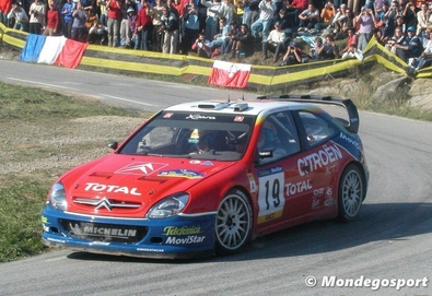 Carlos Sainz - Luis Moya
39º Rallye Catalunya - Costa Brava - Rallye de España 2003. Citröen Xsara WRC (39 CSP 92). Clasificado 7º.

Del 24 al 26 de Octubre, Lloret de Mar, Girona, Catalunya, España.
Superficie: asfalto.

El Rally tenia un total de 1553.72 Km de los que 381.18 Km divididos en 22 tramos eran especiales.

Se inscribieron 49 equipos, tomaron la salida 47, finalizaron 33.

© Mondegosport
@
Palabras clave: ;Citroen;Xsara;WRC;Catalunya;2003;Spain