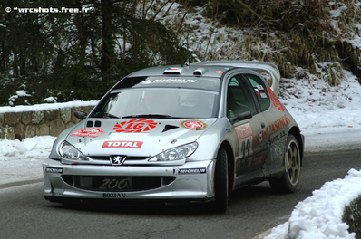 Roman Kresta - Milos Hulka
71º Rallye Automobile de Monte-Carlo 2003. Peugeot 206 WRC (206 NAP 75). Clasificado 10º.

Del 24 al 26 de Enero, Monaco.
Superficie: asfalto - nieve.

El Rally tenia un total de 1357.92 km de los que 415.02 km divididos en 14 tramos eran especiales.

Tomaron la salida 50 equipos, finalizaron 29.@

Palabras clave: Peugeot;WRC;Montecarlo;2003