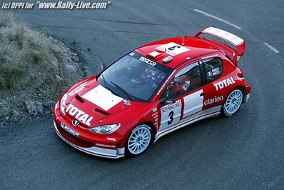 Gilles Panizzi - Hervé Panizzi
71º Rallye Automobile de Monte-Carlo 2003. Peugeot 206 WRC (206 NDQ 75). Abandonó por indisposición del piloto después de SS9 Les 4 Chemins - Sigale 2 de 32.11 km.

Del 24 al 26 de Enero, Monaco.
Superficie: asfalto - nieve.

El Rally tenia un total de 1357.92 km de los que 415.02 km divididos en 14 tramos eran especiales.

Tomaron la salida 50 equipos, finalizaron 29.@
Palabras clave: Peugeot;WRC;Montecarlo;2003