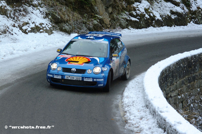 Kosti Katajamäki - Miikka Anttila
71º Rallye de Monte-Carlo 2003. Volkswagen Polo S1600. Descalificado por llegar fuera de tiempo en un control horario (DQ).@
Palabras clave: Volkswagen;Polo;Montecarlo;2003