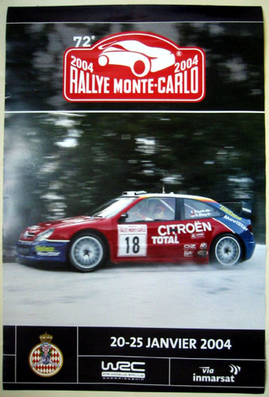 72º Rallye Automòbile de Monte-Carlo 2004
Prueba: 1 de 16 

Del 23 al 25 de Enero, Monaco.
Superficie: asfalto.

El Rally tenia un total de 1,331.92 Km de los que 389.12 Km divididos en 15 tramos, eran especiales (2 de ellos fueron cancelados SS1 Selonnet - Breziers 1 de 22.64 Km y SS10 Tourette du Chateau - St Antonin 2 de 24.80 Km. Uno de ellos se dio con tiempo de tramo teòrico a todos los equipos, SS8 Tourette du Chateau - St Antonin 1 de 24.80 Km).

Se inscribieron 45 equipos, tomaron la salida 43, finalizaron 20.
Palabras clave: detalles;Montecarlo;2004