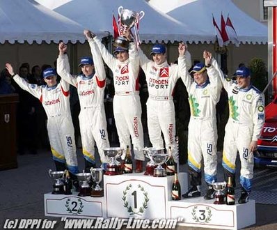 72º Rallye Automobile de Monte-Carlo 2004
PODIUM
1º Clasificado Sébastien Loeb - Daniel Elena, 12# Citröen Xsara WRC.
2º Clasificado Markko Martin - Michael Park, 7# Ford Focus WRC (EK52 NWN).
3º Clasificado François Duval - Stéphane Prévot, 9# Ford Focus WRC (EK52 LNP).

Del 23 al 25 de Enero, Monaco.
Superficie: asfalto.

El Rally tenia un total de 1,331.92 Km de los que 389.12 Km divididos en 15 tramos, eran especiales (2 de ellos fueron cancelados SS1 Selonnet - Breziers 1 de 22.64 Km y SS10 Tourette du Chateau - St Antonin 2 de 24.80 Km. Uno de ellos se dio con tiempo de tramo teórico a todos los equipos, SS8 Tourette du Chateau - St Antonin 1 de 24.80 Km).

Se inscribieron 45 equipos, tomaron la salida 43, finalizaron 20.
@
Palabras clave: Montecarlo;2004;personajes;Markko_Martin;Michael_Park;François_Duval;Stephane_Prevot;Sebastien_Loeb;Daniel_Elena