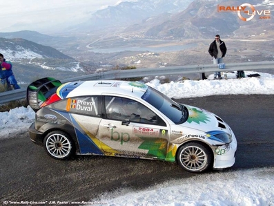 François Duval - Stéphane Prévot
72º Rallye Automobile de Monte-Carlo 2004. Ford Focus RS WRC 03 (EK52 LNP). Clasificado 3º.

Del 23 al 25 de Enero, Monaco.
Superficie: asfalto.

El Rally tenia un total de 1,331.92 Km de los que 389.12 Km divididos en 15 tramos, eran especiales (2 de ellos fueron cancelados SS1 Selonnet - Breziers 1 de 22.64 Km y SS10 Tourette du Chateau - St Antonin 2 de 24.80 Km. Uno de ellos se dio con tiempo de tramo teórico a todos los equipos, SS8 Tourette du Chateau - St Antonin 1 de 24.80 Km).

Se inscribieron 45 equipos, tomaron la salida 43, finalizaron 20.@
Palabras clave: Ford;Focus;WRC;Montecarlo;2004