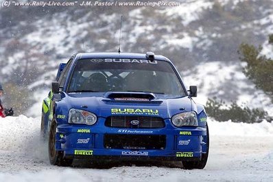 Petter Solberg - Phil Mills
72º Rallye Automobile de Monte-Carlo 2004. Subaru Impreza S9 WRC 03 (S 400 WRT). Clasificado 7º.

Del 23 al 25 de Enero, Monaco.
Superficie: asfalto.

El Rally tenia un total de 1,331.92 Km de los que 389.12 Km divididos en 15 tramos, eran especiales (2 de ellos fueron cancelados SS1 Selonnet - Breziers 1 de 22.64 Km y SS10 Tourette du Chateau - St Antonin 2 de 24.80 Km. Uno de ellos se dio con tiempo de tramo teórico a todos los equipos, SS8 Tourette du Chateau - St Antonin 1 de 24.80 Km).

Se inscribieron 45 equipos, tomaron la salida 43, finalizaron 20.@
Palabras clave: Petter_Solberg;Phil_Mills;Subaru;Impreza;WRC;Montecarlo;2004;nieve