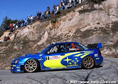 Petter Solberg - Phil Mills
73º Rallye Automobile de Monte-Carlo 2005. Subaru Impreza S10 WRC 04 (WT53 SRT). Abandonó por accidente en SS12 La Bollene Vesubie - Sospel 1 de 31.19 Km.
Subaru World Rally Team

Del 21 al 23 de Enero, Mónaco
Superficie: asfalto - nieve.

El Rally tenis un total de 1360.13 km de los que 353.07 km divididos en 15 tramos eran especiales.

Tomaron la salida 34 equipos, finalizaron 24.@
Palabras clave: Subaru;Impreza;WRC;Montecarlo;2005