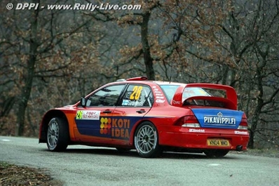 Toni Gardemeister - Jakke Honkanen
75º Rallye Automobile de Monte-Carlo 2007. Mitsubishi Lancer WRC 05 (KN04 WMD). Clasificado 7º.

Del 18 al 21 de Enero, Valence, Monte-Carlo.
Superficie: asfalto - nieve.

El Rally tenia un total de 1185.22 km de los que 328.54 km divididos en 15 tramos eran especiales.

Tomaron la salida 47 equipos, finalizaron 39.@
Palabras clave: Toni_Gardemeister;Mitsubishi;Lancer;WRC;Montecarlo;2007