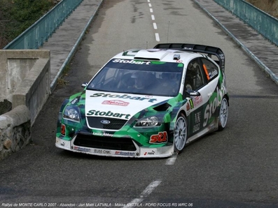 Jari-Matti Latvala - Miikka Anttila
75º Rallye Automobile de Monte-Carlo 2007. Ford Focus RS WRC 06 (EU55 CNK). Abandonó por accidente en SS15 Monaco Circuit de 2.80 km.

Del 18 al 21 de Enero, Valence, Monte-Carlo.
Superficie: asfalto - nieve.

El Rally tenia un total de 1185.22 km de los que 328.54 km divididos en 15 tramos eran especiales.

Tomaron la salida 47 equipos, finalizaron 39.@
Palabras clave: ;Miikka_Anttila;Ford;Focus;RS;WRC;Montecarlo;2007