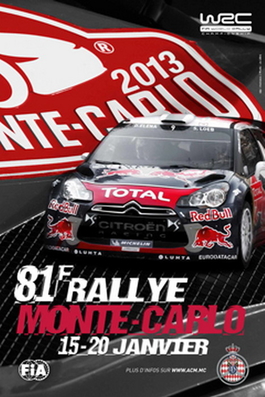 81º Rallye Automobile Monte-Carlo 2013
Del 15 al 20 de Enero, Valence.
Superficie: asfalto - nieve.

El Rallye tenia un total de 1778.81 Km de los que 468.42 Km divididos en 18 tramos eran especiales (2 de ellos fueron cancelados por exceso de nieve, SS17 Moulinet - La Bollene Vesubie 3 de 23.54 Km y SS18 Lantosque - Luceram 2 de 18.95 Km).

Tomaron la salida 73 equipos, finalizaron 45.
Palabras clave: Montecarlo;2013