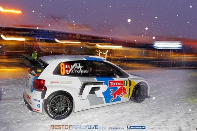 Sebastien Ogier - Julien Ingrassia
81º Rallye Automobile de Monte-Carlo 2013. Volkswagen Polo R WRC. Clasificado 2º.

Del 15 al 20 de Enero, Valence.
Superficie: asfalto - nieve.

El Rallye tenia un total de 1778.81 Km de los que 468.42 Km divididos en 18 tramos eran especiales (2 de ellos fueron cancelados por exceso de nieve, SS17 Moulinet - La Bollene Vesubie 3 de 23.54 Km y SS18 Lantosque - Luceram 2 de 18.95 Km).

Tomaron la salida 73 equipos, finalizaron 45.@
Palabras clave: Sebastien_Ogier;Volkswagen;Polo;WRC;2013;nieve