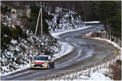 Dani Sordo Castillo - Carlos Del Barrio Corral
81º Rallye Automobile de Monte-Carlo 2013. Citröen DS3 WRC. Clasificado 3º.

Del 15 al 20 de Enero, Valence.
Superficie: asfalto - nieve.

El Rallye tenia un total de 1778.81 Km de los que 468.42 Km divididos en 18 tramos eran especiales (2 de ellos fueron cancelados por exceso de nieve, SS17 Moulinet - La Bollene Vesubie 3 de 23.54 Km y SS18 Lantosque - Luceram 2 de 18.95 Km).

Tomaron la salida 73 equipos, finalizaron 45.@
Palabras clave: Dani_Sordo;Citroen;DS3;WRC;Montecarlo;2013