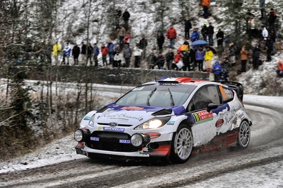 Bryan Bouffier - Xavier Panseri
82º Rallye Automobile de Monte-Carlo 2014. Ford Fiesta RS WRC. Clasificado 2º.
El Rallye tenia un total de 1,373.36 Km de los que 360.48 divididos en 15 tramos, eran especiales, (una de ellas fue cancelada por exceso de nieve SS14 La Bollene Vesubie - Mouline 2 de 23.40 Km, mas conocido como Col de Turini, por exceso de nieve).
Se inscribieron 72 participantes, tomaron la salida 68, finalizaron 40.
Palabras clave: ;Ford;Fiesta;WRC;Montecarlo;2014;nieve