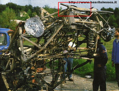 ACCIDENTE DE HENRI TOIVONEN - SERGIO CRESTO
02-05-1986

Estado en el que quedó el Lancia Delta S4 de Henri Toivonen y Sergio Cresto después del accidente mortal del 30º Tour de Corse.
Palabras clave: Henri_Toivonen;Sergio_Cresto;crash;detalles;Corcega;1986;lancia;Delta;S4;Grupo_B;Corse
